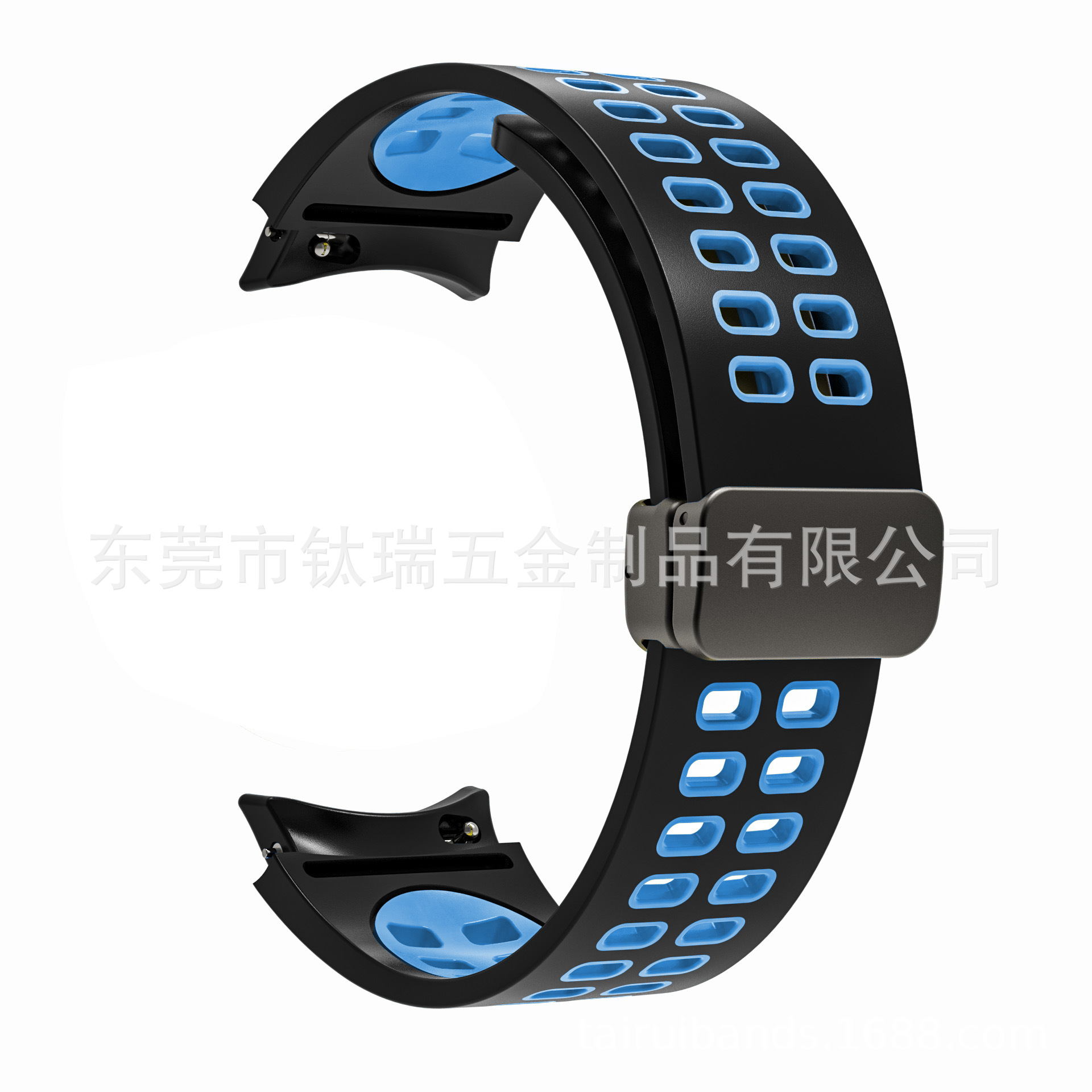 Aplicable a Samsung Galaxy watch6/5/4 correa de silicona de dos colores watch5pro hebilla plegable magnética universal