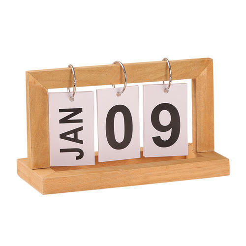 ins Creative Wooden Page Flip Calendar Home Simple Desktop Ornaments Study Desk Calendar Perpetual Calendar Small Ornaments