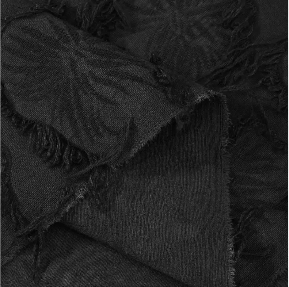 生产厂直销亚麻.天丝.人棉 .全棉.提花.剪花.民族风面料0369黑