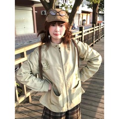 美式复古慵懒风工装外套女秋季新款宽松显瘦休闲百搭设计感上衣潮