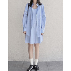 现货 CS女装休闲条纹衬衫连衣裙蓝色条纹2025夏季新品1264923001