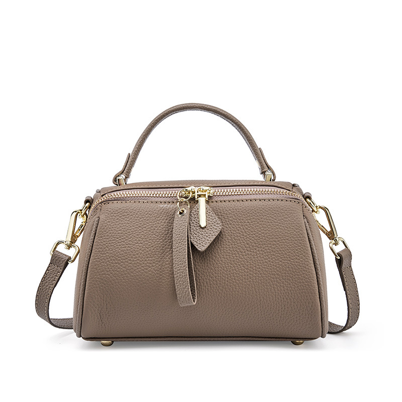 Genuine Leather Elegant Women's Bag 2026 New Retro Simple Classic Boston Handbag Cowhide Crossbody Shoulder Bag - Thumbnail 5