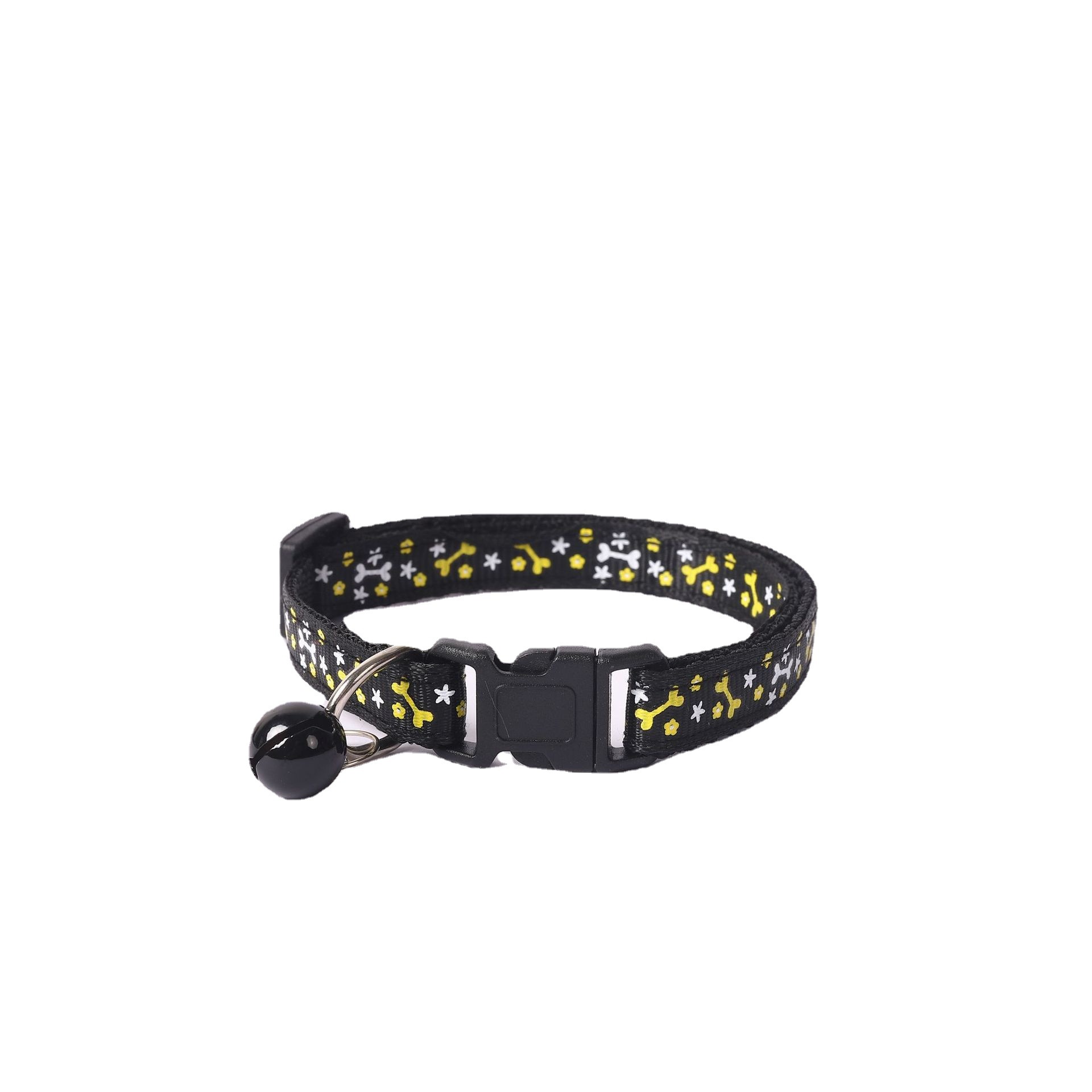 1.0 Collar de plástico colorido hueso impresión decoración pet collar accesorios de campana para perros collar