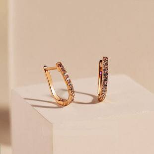 Authentic Colored Gold Earrings U-Shaped Earrings Rose Gold Ear Buckle Earrings Horseshoe Simple and Exquisite New Trendy Earrings Authentic