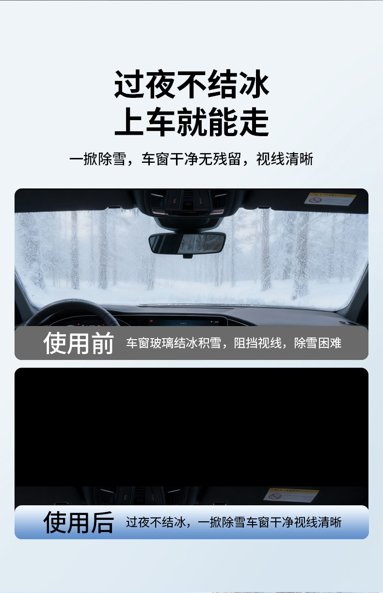 Car Oxford Cloth Three-Window Snow Shield, Front Glass Snow Cover, Sunshade, Frost Protection, Quilted Thickened Waterproof Snow Shield