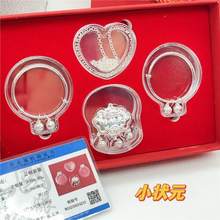 玖凤祥正品银饰足银999.9 万足宝宝锁手镯时尚套装长命锁纯银女一