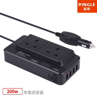 Cross-Border Car Inverter 12V to 220V 200W Uk Standard Transformer Car with USB