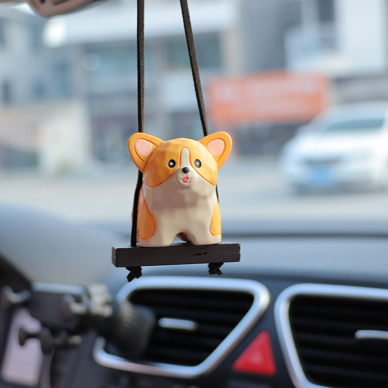 5 Wood Carving Wind Dog Ornaments Resin Cartoon Doll Car Decorations Car Rearview Mirror Pendant Pendant