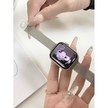 适用Applewatch87苹果手表带S9新款凯蒂猫细款米兰尼斯iwatch56se