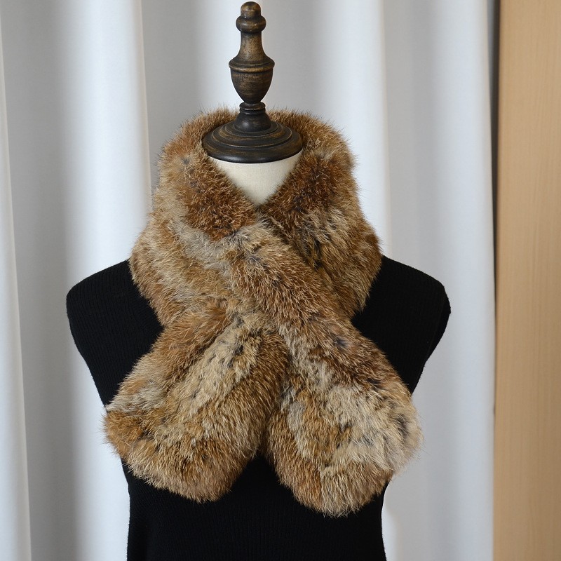 2026 New Rabbit Fur Scarf for Women, Winter Warm Thick Cross Fur Collar, Korean Style Versatile Light Luxury Scarf