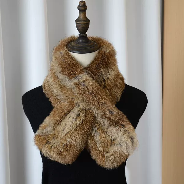2026 New Rabbit Fur Scarf for Women, Winter Warm Thick Cross Fur Collar, Korean Style Versatile Light Luxury Scarf
