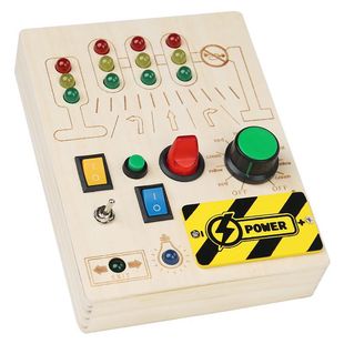Wooden toy simulation circuit board traffic busy Switch game LED light multi-function hands-on brain busy board