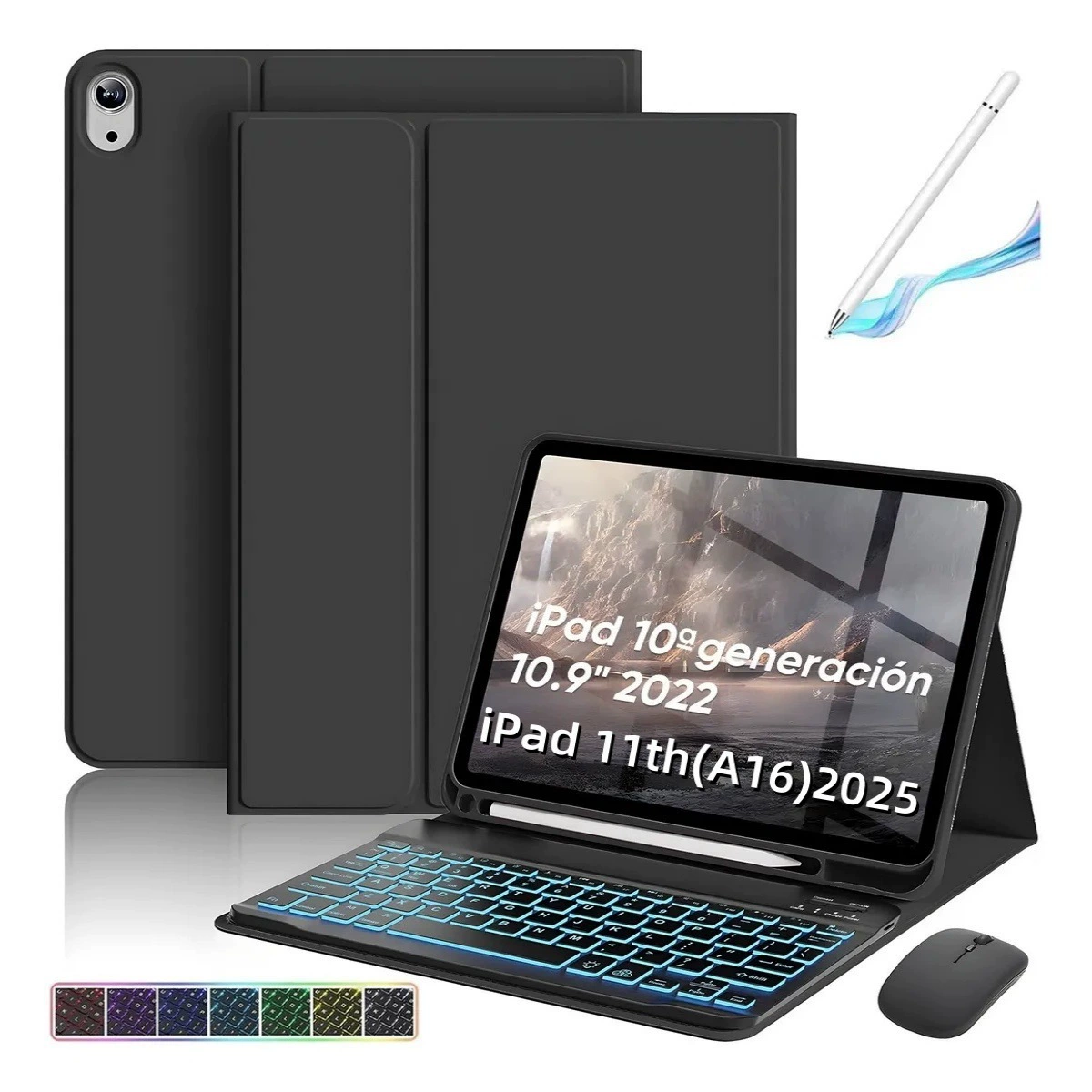 Совместимая клавиатура для планшета, защитный чехол, трубка, Bluetooth, Испания