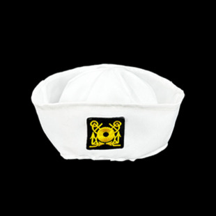 In-Stock Carnival White Logo Blue and White Striped Sailor Hat Sailor Fun Hat Performance Party Costume Police Hat