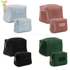 天鵝絨洗漱包便攜護膚品化妝包棉質化妝包徽標天鵝絨洗漱包