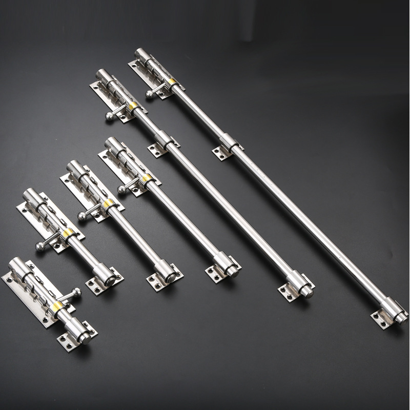 Household wooden door with lock hole, stainless steel multi-purpose top-and-bottom bolt, solid iron door, elderly-style heavy-duty door