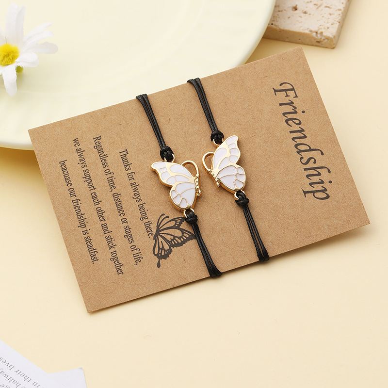 Amazon transfronterizo nuevos mejores amigos mariposa buen amigo cuerda de cera tejida amistad tarjeta pulsera femenina