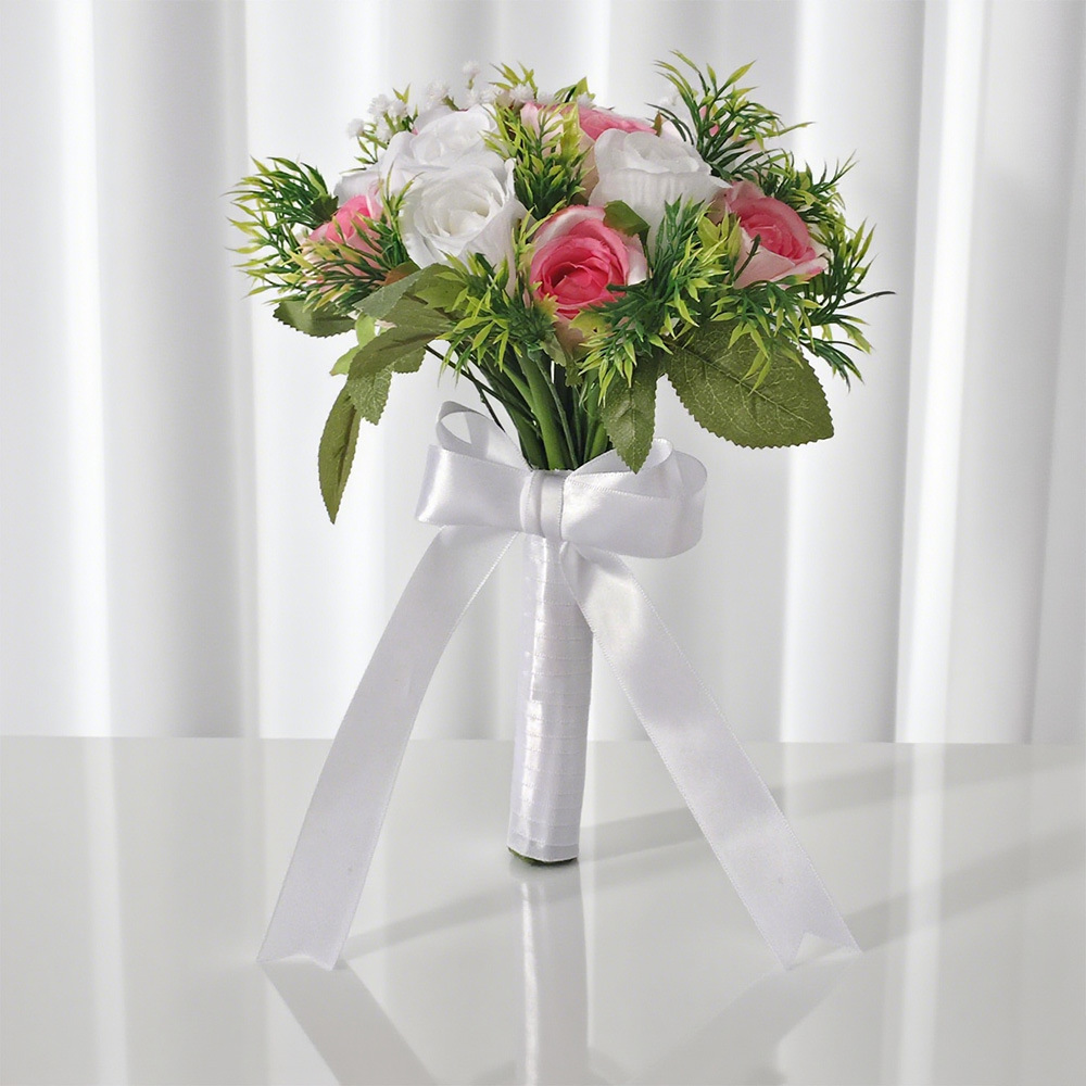 Novias en la mano flores de boda simulación de flores de rosas de estrella llena damas de honor fotos de boda props suministros de boda