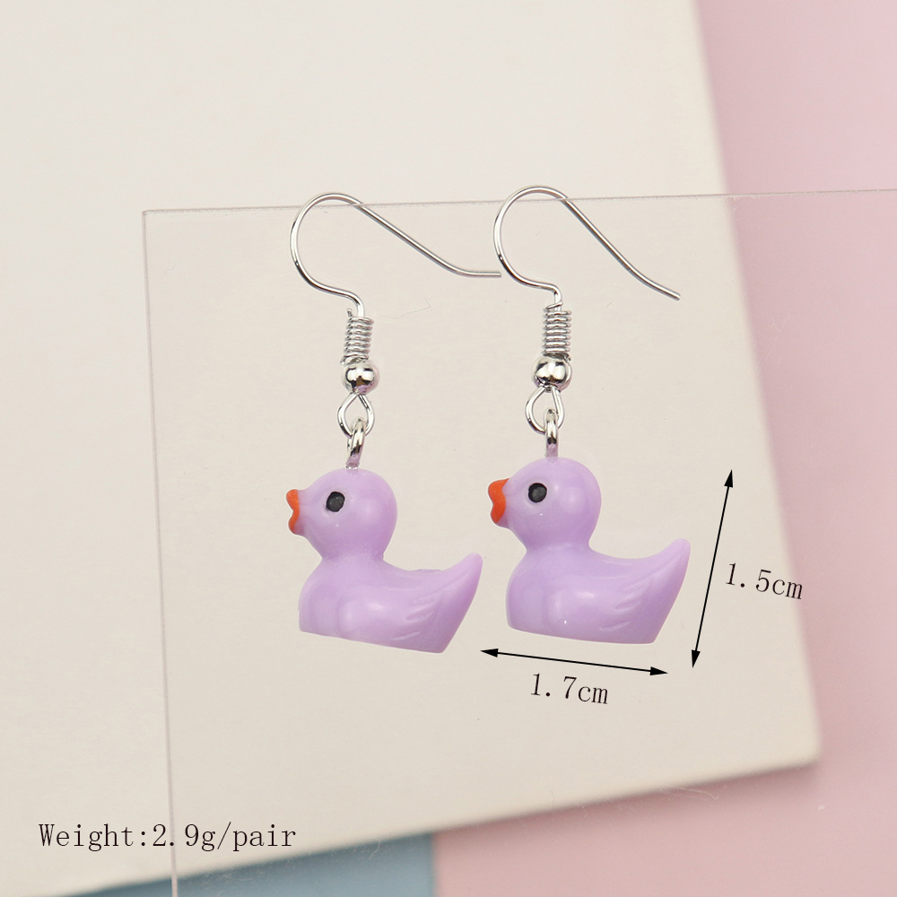 Wholesale Jewelry Cartoon Style Duck Resin Drop Earrings display picture 1