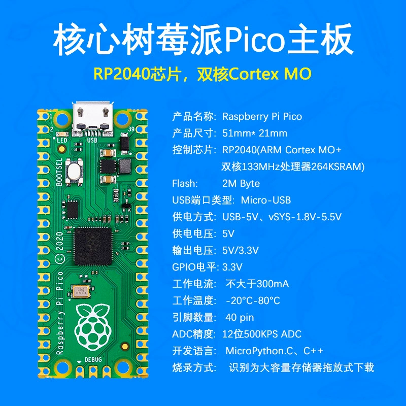 Rasberry Pai PICO Basic Introduction Kit Raspberry PI Development Board Micropython Programming Learning