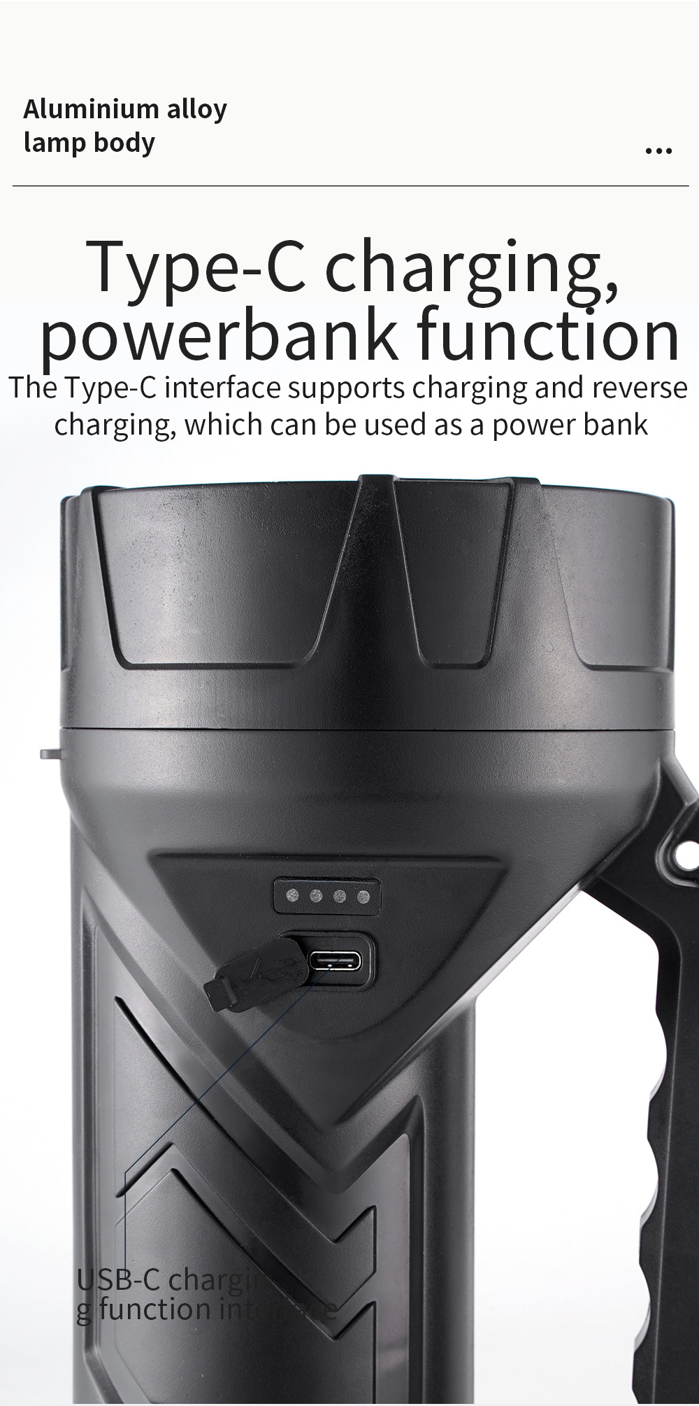 Outdoor Camping Campsite Stretchable Tail Searchlight High Power Strong Light Long Range Flashlight_voghion.com