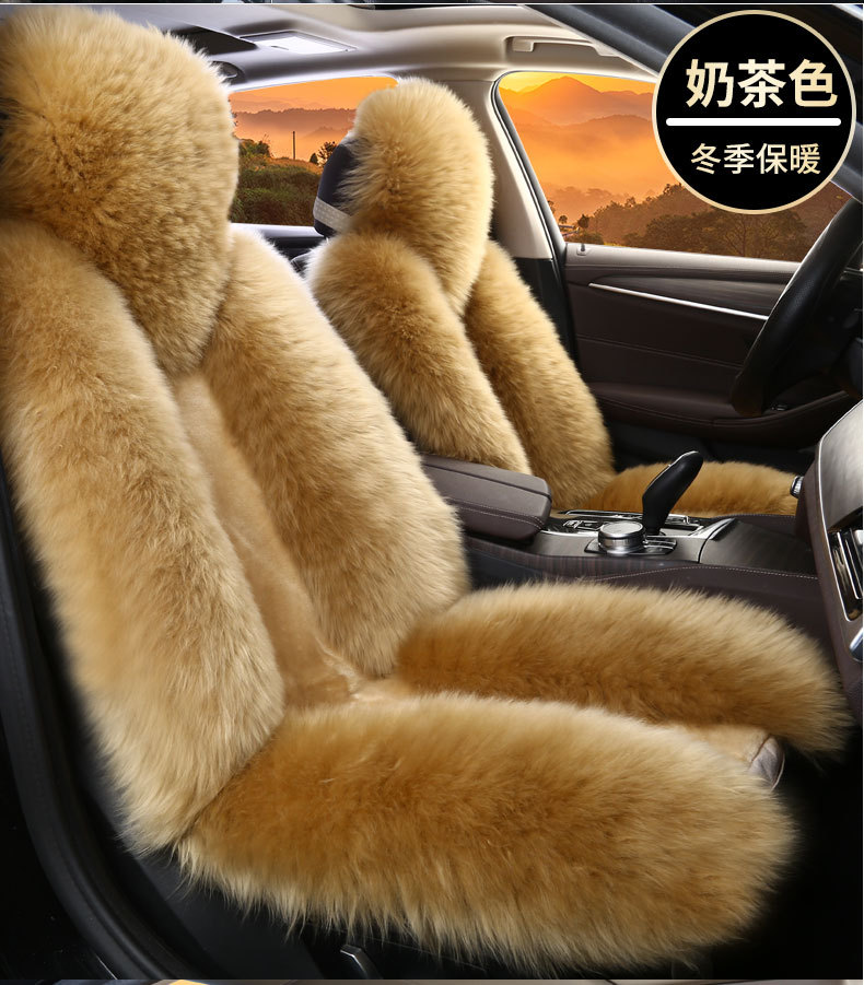 Winter wool car seat cushion plush seat cover pure wool long hair winter wool pad warm thickened car mat popular online