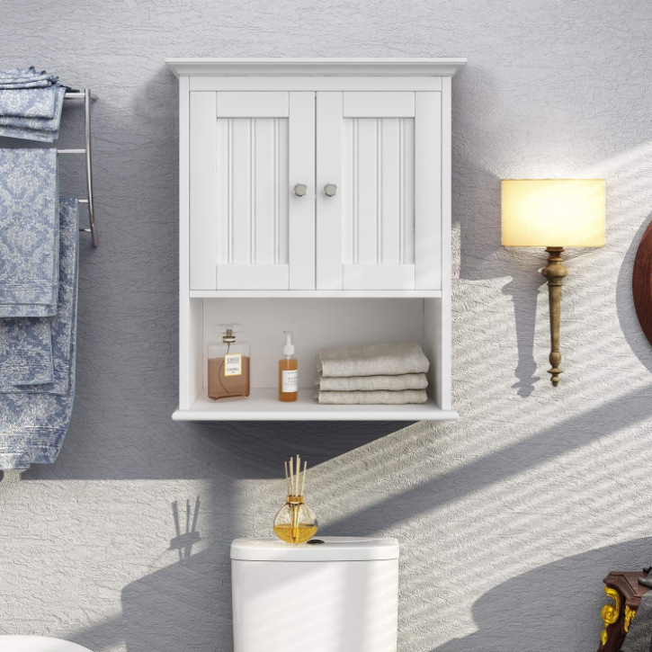 Bathroom Cabinet Modern Simple Wall Cabinet Double Door Wall Cabinet Bathroom Wooden Hanging Cabinet Amazon Cross-Border Popular Panel Furniture