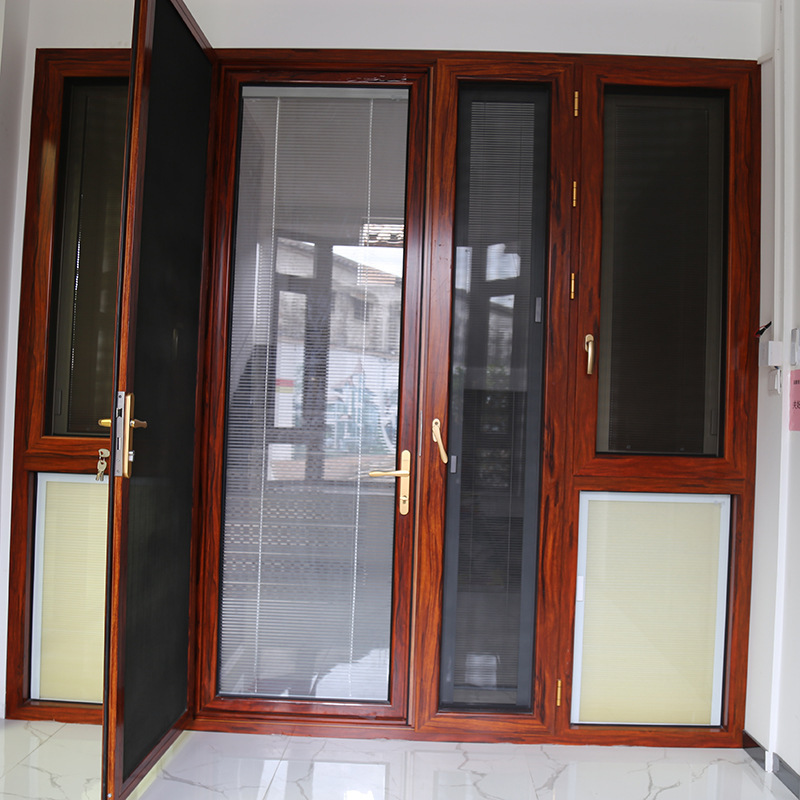 Double-layer hollow glass shutter door aluminum alloy flat shutter door office shutter door Foshan factory