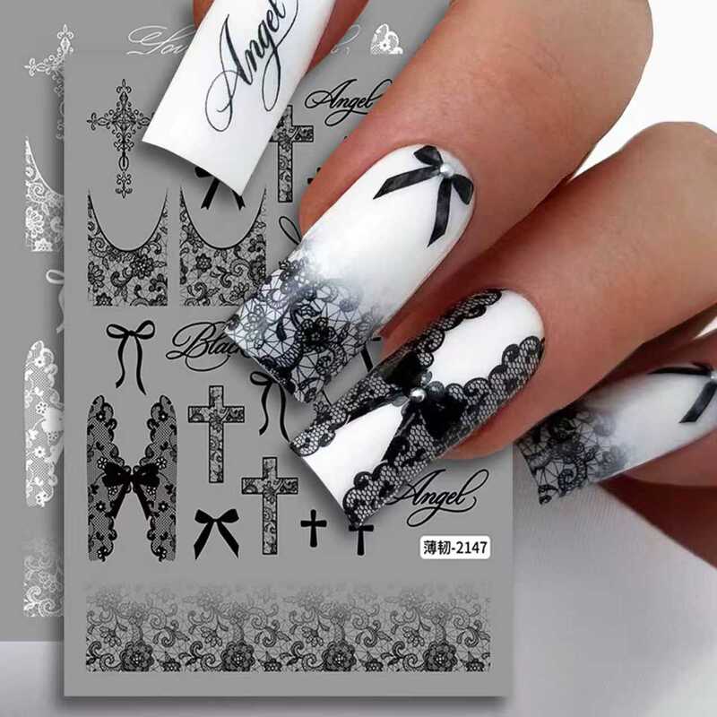 New Cross-Border Nail Stickers French Lace Cross Eastern European Saudi Arabia Desert Egypt Adhesive Nail Stickers 2147