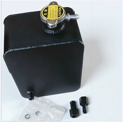 Cross-border car modification accessories: aluminum alloy auxiliary water tank, 2.5L cooling water reservoir with ventilation, available for dropshipping (Water tank) - black-as-shown-in-the-picture-black-connector