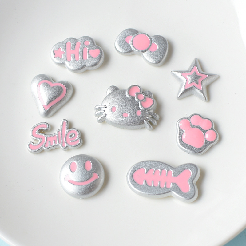 Advanced sense silver gray pink cat bow small fish jewelry accessories hair accessories handmade materials wholesale pj1543