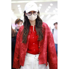 现货杨颖同款新中式国风上衣唐装时尚盘扣衬衫宋锦外套2024春新款