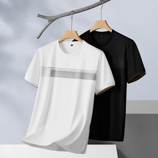 2025 Summer Men's Plus Size Plus Size Half-Sleeved Fashionable Casual Round Neck Short-Sleeved Nylon T-Shirt