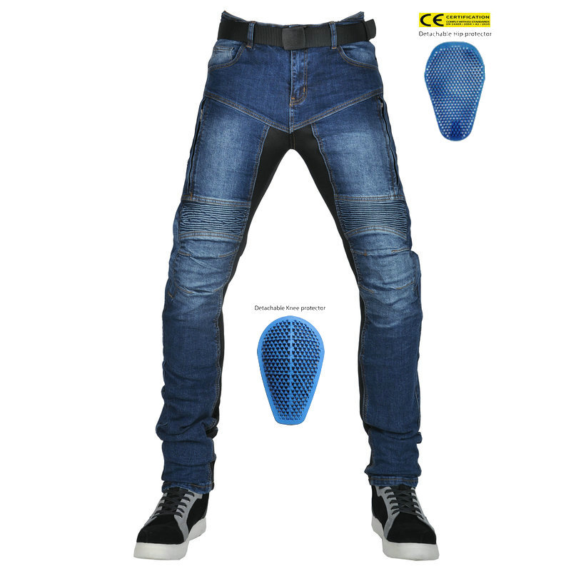 VOLERO motocicleta jeans hombres Kevlar verano malla motocicleta montar pantalones anti-caída equipo de protección de silicona
