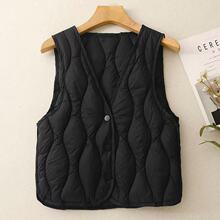 秋冬女士羽绒棉马甲轻薄贴身内胆V领坎肩内穿打底保暖短款背心