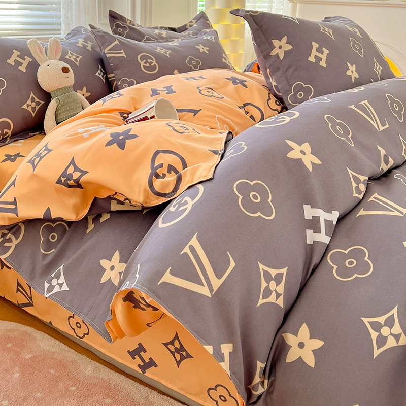 Аутентичный комплект из четырех предметов из саржевого хлопка, комплект из трех предметов для общежития из стираного хлопка, комплексные простыни из матового хлопка, пододеяльник, наволочка