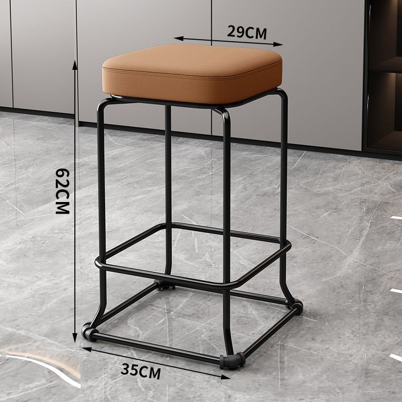 Taburete redondo de envoltura suave, silla de comedor de hierro forjado, taburete cuadrado sólido moderno, taburete de acero apilable para el hogar image 24