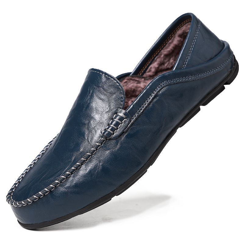 20138 zapatos de algodón, zapatos de cuero casuales para hombres, zapatos planos de conducción de otoño, zapatos de hombre de talla grande y perezosos británicos Doudou