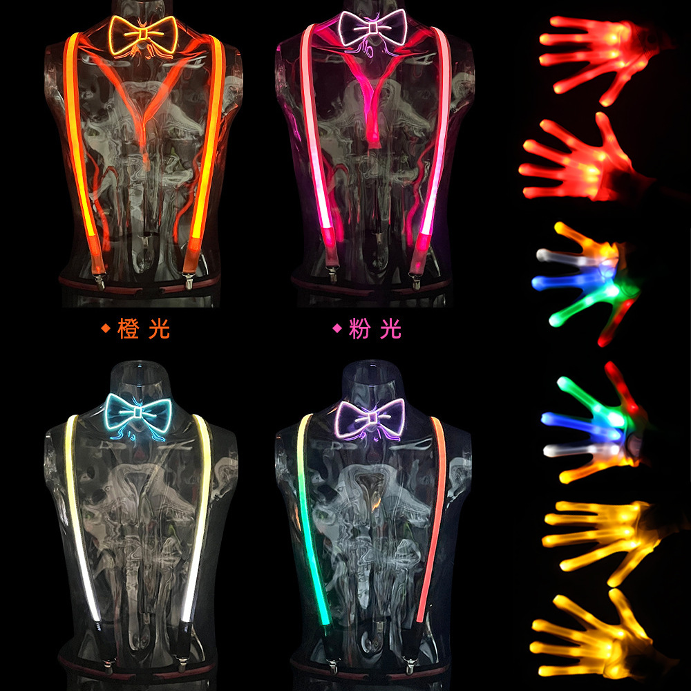 Casual entretenimiento de hombre sling pants luminoso cinturón de Navidad fiesta LED corbata luminosa guante luminoso