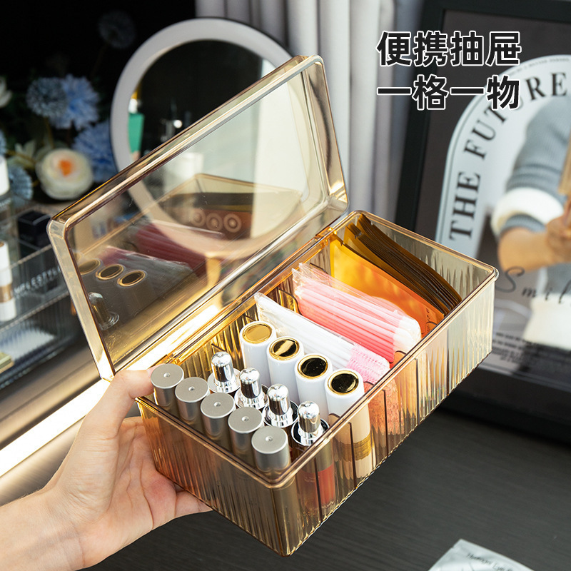 Transparent Lidded Eyelashes and Manicure Cosmetics Storage Box with Large Capacity Design Dustproof Acrylic Eyelash Storage Box