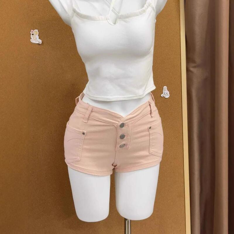 American-Style Stretchy Skinny Denim Shorts for Women, 2026 Spring/Summer Elastic Workwear Hot Pants, High-Waisted Straight-Leg Hip-Hugging Pants