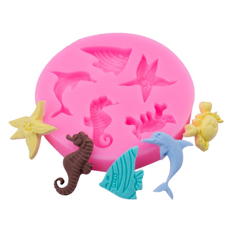DIY océano mundo fondant molde de silicona líquida cerámica suave molde de jabón hecho a mano