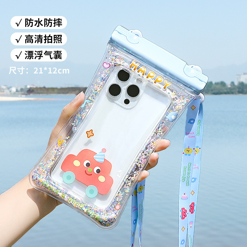 可爱卡通手机防水袋 气囊漂浮可触屏保护套 露营游泳手机袋子批发|undefined