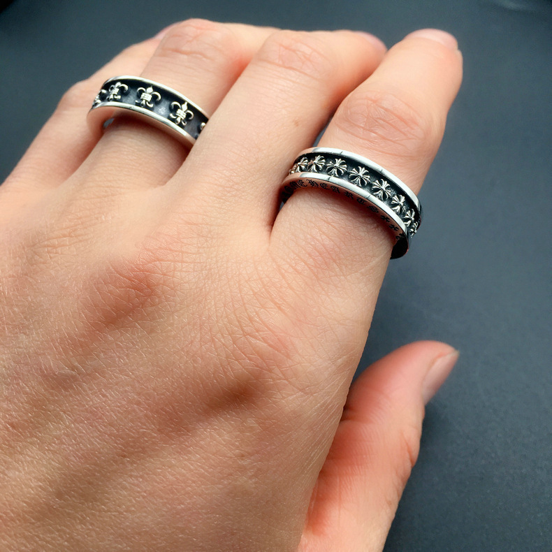 하이 버전 크로누스 미니 크로스 플라워 링 남성 트렌디 패션 개성 복고풍 검지 커플 링 팔찌