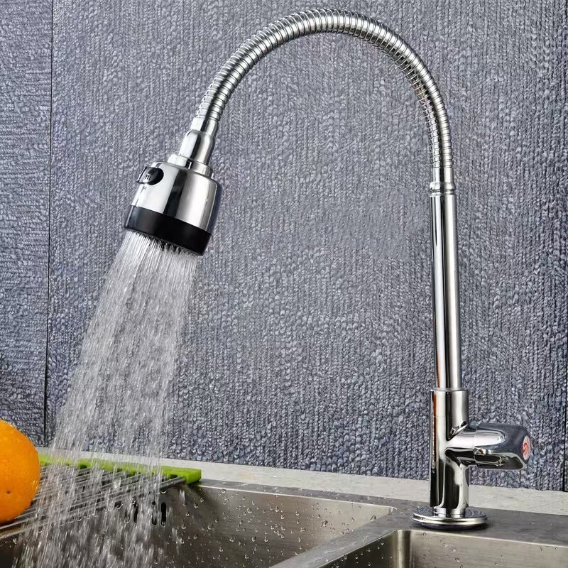 Cross-Border Flexible Bathroom Sink Faucet - Adjustable Temperature Control, Durable Chrome Coating, Compatible with Standard Pipe