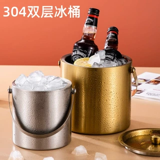 加厚304不锈钢冰桶双层保温保冷KTV香槟红酒啤酒冰块桶家用跨境