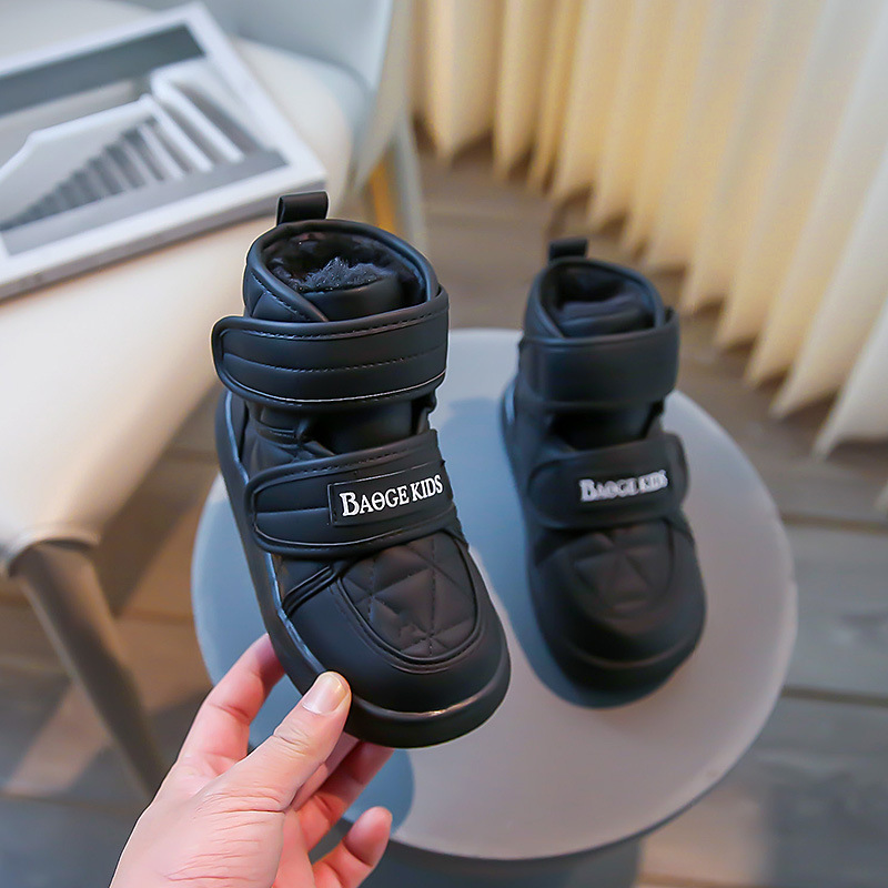 Scarponi da neve per bambini, scarpe in morbido cotone isolante, scarponi invernali medi e grandi per bambini, pane in velcro_voghion.com