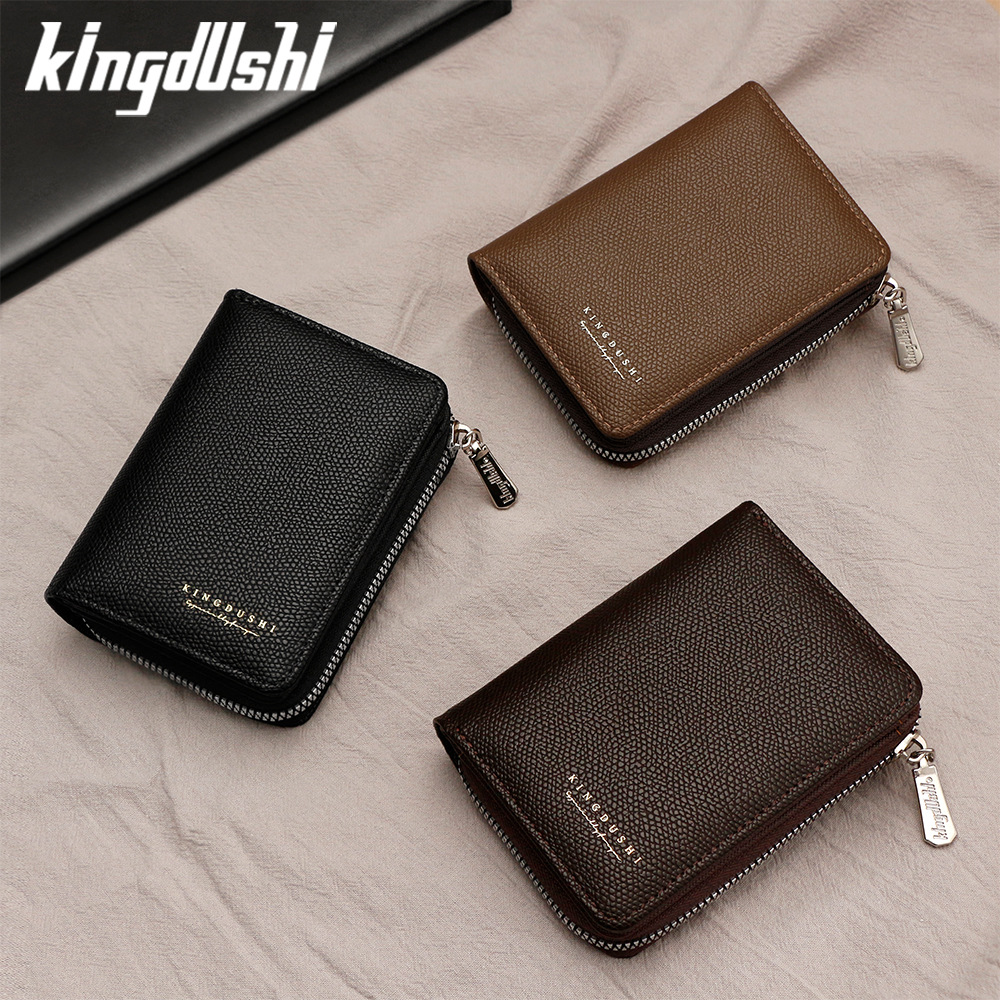 Ventas transfronterizas calientes de granulares para hombres billetera vertical de gran capacidad cremallera bolsa de tarjetas de cremallera bolsa de cambio multi-tarjeta cartera