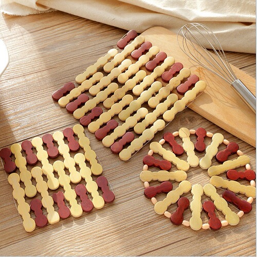 Wholesale household bamboo insulation mat large set casserole mat placemat bowl mat plate mat high temperature resistance