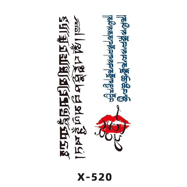 Arco de flor pequeña pegatinas de tatuaje fresco 3D dibujos animados transfronterizo Henna rosa impermeable texto en inglés pegatinas de tatuaje